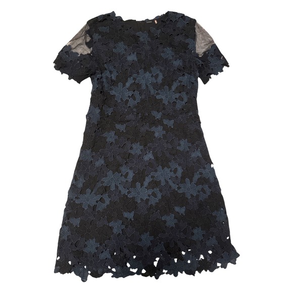 Elie Tahari Dresses & Skirts - Elie Tahari Womens Floral Guipure Lace Shift Dress Navy Black Size 14